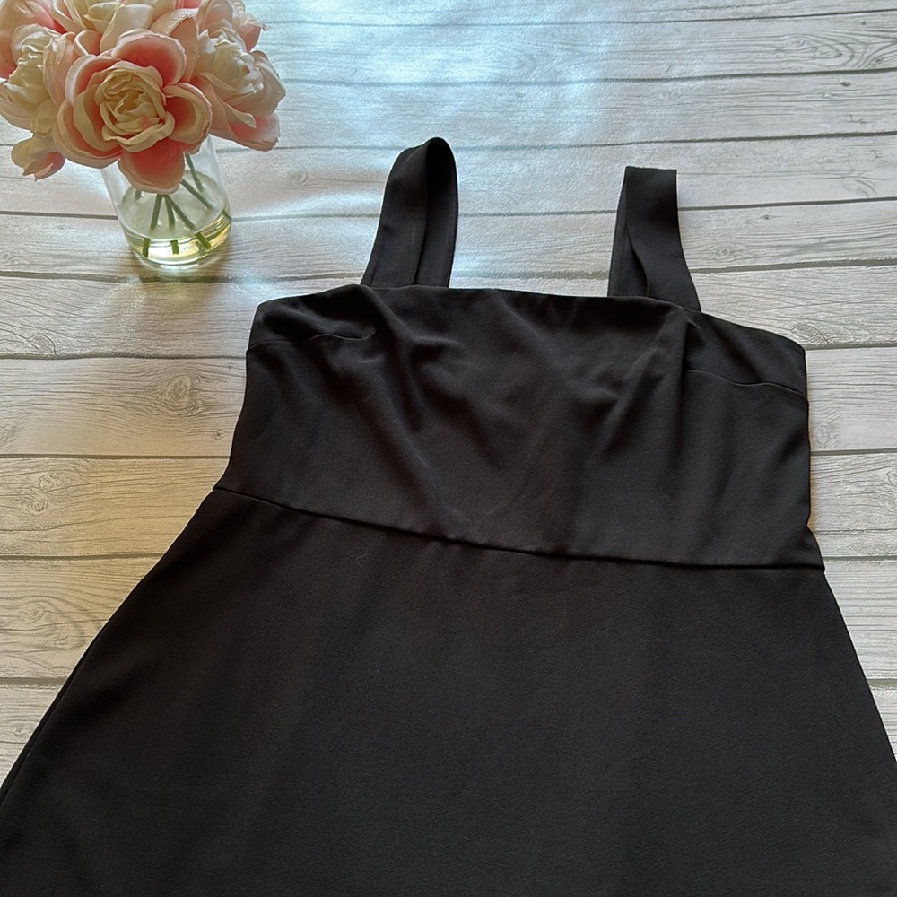 Express Black Square Neck Ruffle Hem Midi Dress Size Large - Picture 3 of 9